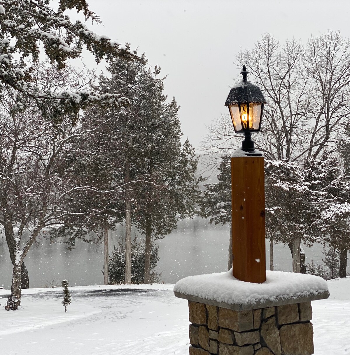 Snowy river view from the property