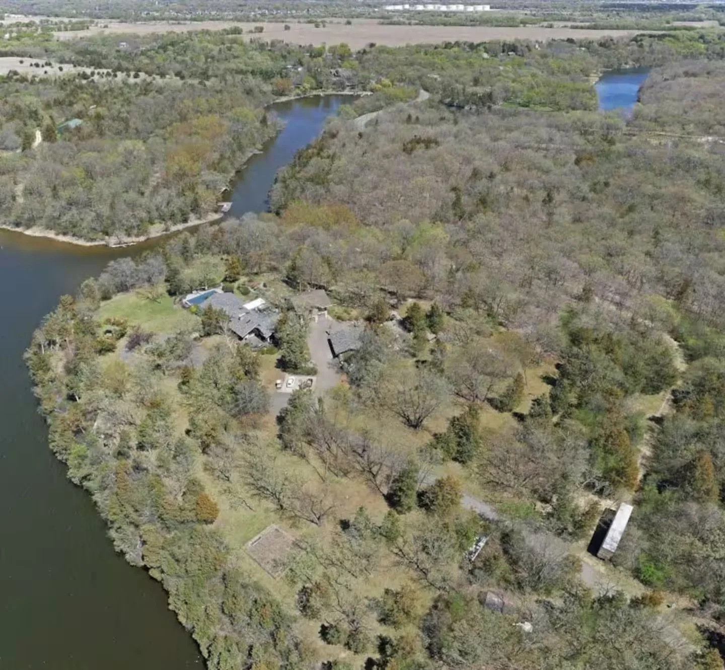 Aerial view of Grey Cloud Island in the Mississippi River